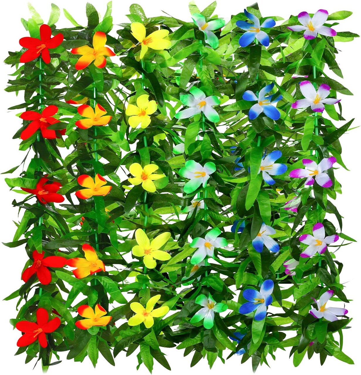 6 Pieces Hawaiian Leis Necklace Bulk Garlands Tropical Artificial Flowers Leaf Leis Luau Party Decorations for Beach Themed Party Supplies